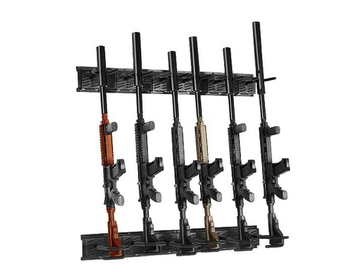 VEVOR Indoor Mount, 6-Slot Verticaal Geweer Shotgun, 180 lbs Heavy Duty Metalen Wandpistool Rack Display Stand met Zachte Padding, Zwart, 6,5 x 2,5
