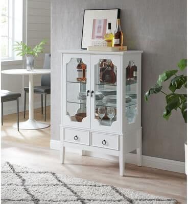 K&B Furniture Curio Display Storage Accent Cabinet with Glass Shelves