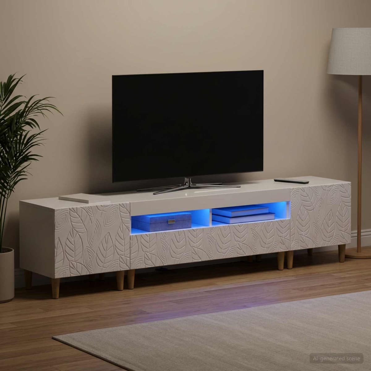 vidaXL Ensemble de 3 Meubles TV LED DELFT Blanc brillant