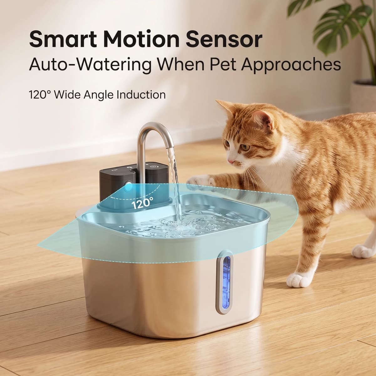 Weomg Wireless Recharging Sensor Stainless Steel Pet Water Feeder Auto Rechargeable Cat Fountain Smart Dog Water Dispenser Bowl