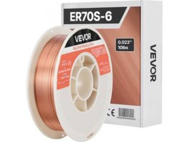 VEVOR Fil Plein MIG 0,6 mm 4,5 kg par Bobine Fil de Soudage MIG Plein ER70S-6 pour Soudage sous Protection Gazeuse dans Toutes Positions, Acier Doux, Faible Projection, Haute Teneur en Désoxydants
