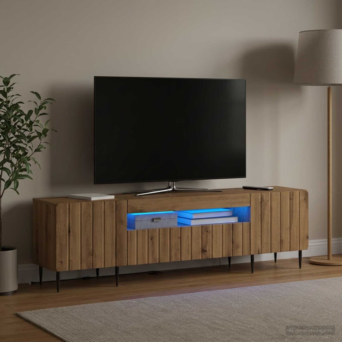 vidaXL Meuble TV LED ZWOLLE 153 x 35 x 43 cm Chêne artisanal