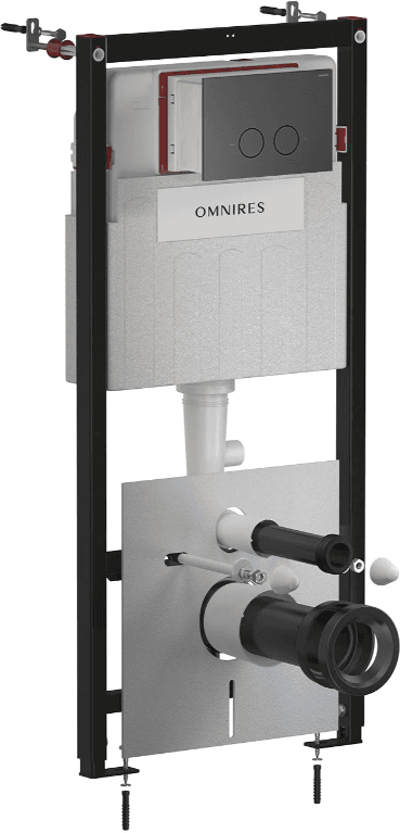 Omnires Eco Flush Set Strongframe stelaż podtynkowy do WC z eco spłukiwaniem + STEEL-R45 przycisk spłukujący grafit szczotkowany ze stali nierdzewnej STFWCECO1R45-RGR