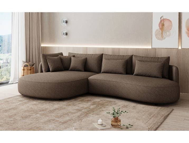 Designer Ecksofa Ando Mini in Strukturstoff - Braun - Links - Strukturstoff - Luxusbetten24