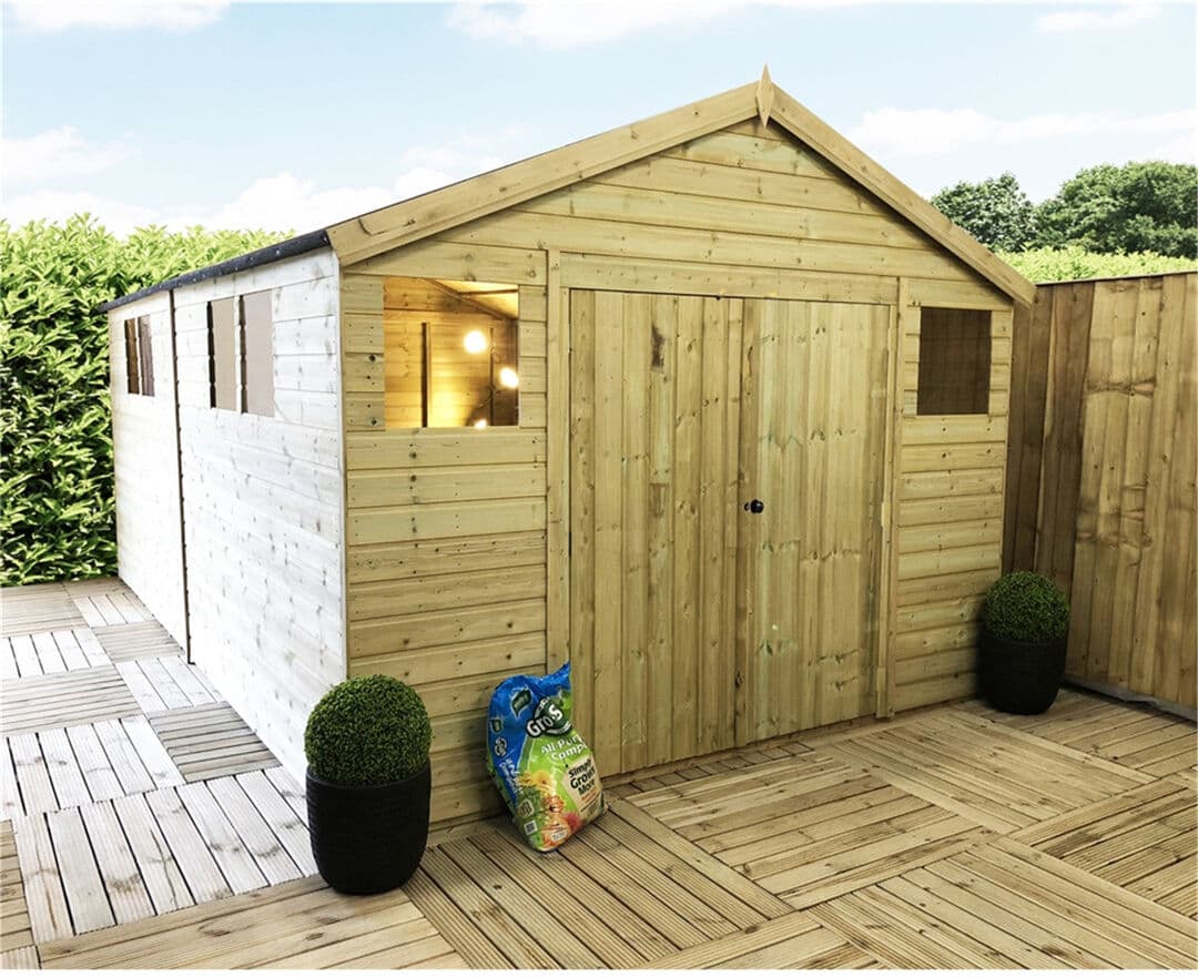 Dakota Fields Izola Solid Wood Garden Shed Natural 14 ft. W x 13 ft. D