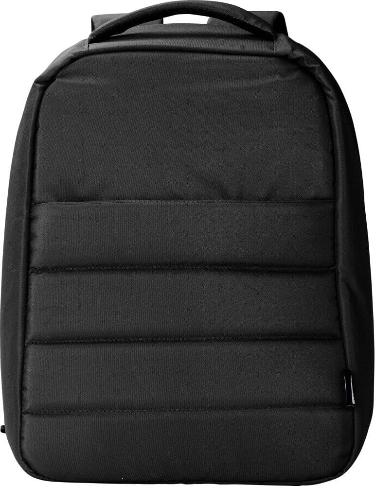 Sac à dos porte-ordinateur en polyester rPET personnalisé Calliope noir