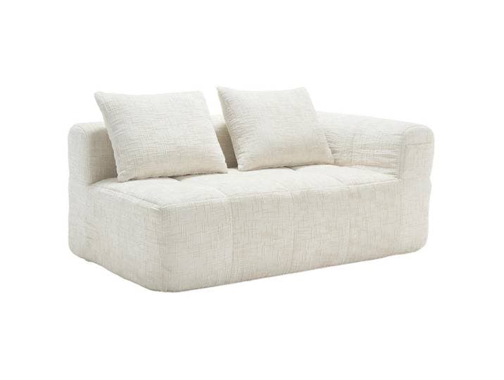 Okmyhome 2-Sitzer 158/90/60 cm Beige aus Chenille mit Seitentaschen, Rechteckig, 90x60x158 cm, Wohnzimmer, Sofas & Couches, Sofas, 2-Sitzer Sofas