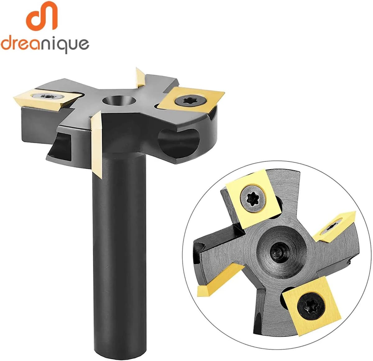 Dreanique 2-Flute Wood Planer Bit 38.1mm 45mm Cutting Spoilboard Surfacing Router Bit Insert Carbide Slab with ATS-Coated Insert