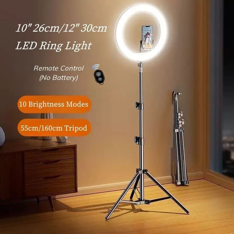 Daamash 10inch 12inch LED Ring Light with Stand, Selfie Ring Light for Photography Makeup Video Recording, Dimmable Fill Light for Live