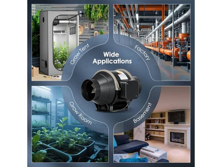 Ventilateur de gaine en ligne de 4 pouces, débit d'air de 360 m³/h, ventilateur de gaine avec régulateur de vitesse, moteur EC silencieux, ventilateur d'extraction pour tentes de culture