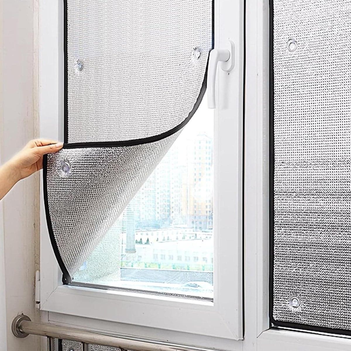 Zilveren Raamfolie voor Privacy en Warmtecontrole met Dubbele Isolatie, 65 x 150 cm