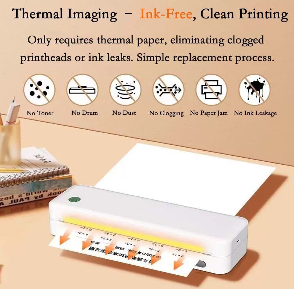 INF A4 Mini Tragbarer Thermodrucker - Kabellose Bluetooth-Verbindung