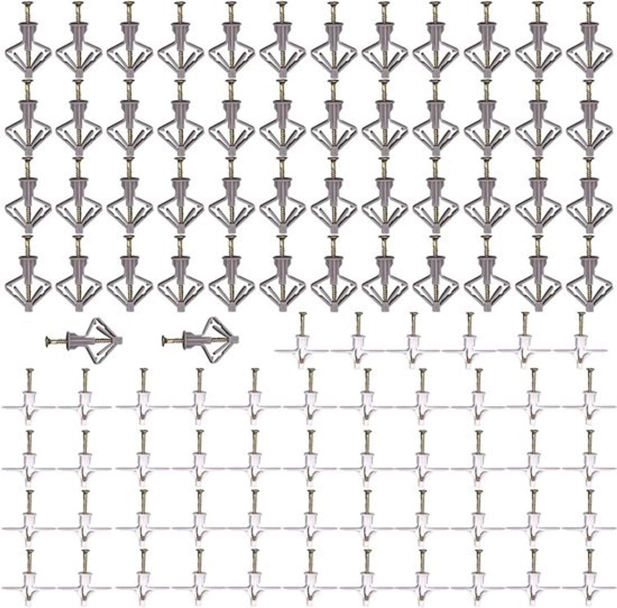 Gionar Gipsplaatpluggen met schroeven, 100 stuks, voor gipsplaten en gipsvezelplaten