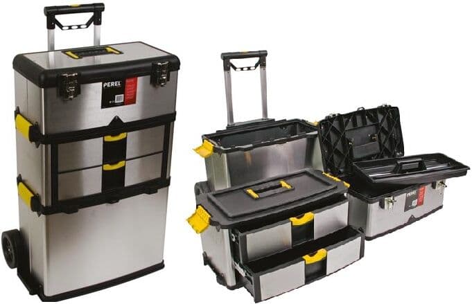 Mala de Transporte Aço Inoxidável com Rodas (570 x 354 x 830mm) p/ Ferramentas - PEREL