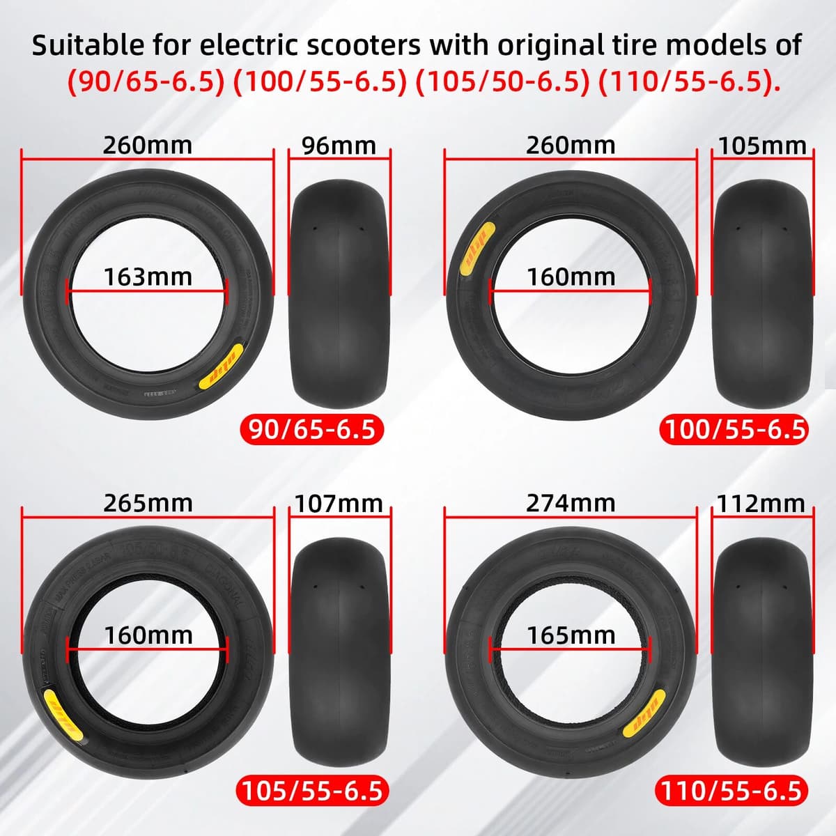 ULIP 11 Inch Semi-Hot Melt Athletic Bald Tubeless Tires for Dualtron Ultra2 THUNDER II Kaabo Wolf Warrior Electric Scooter Tyres