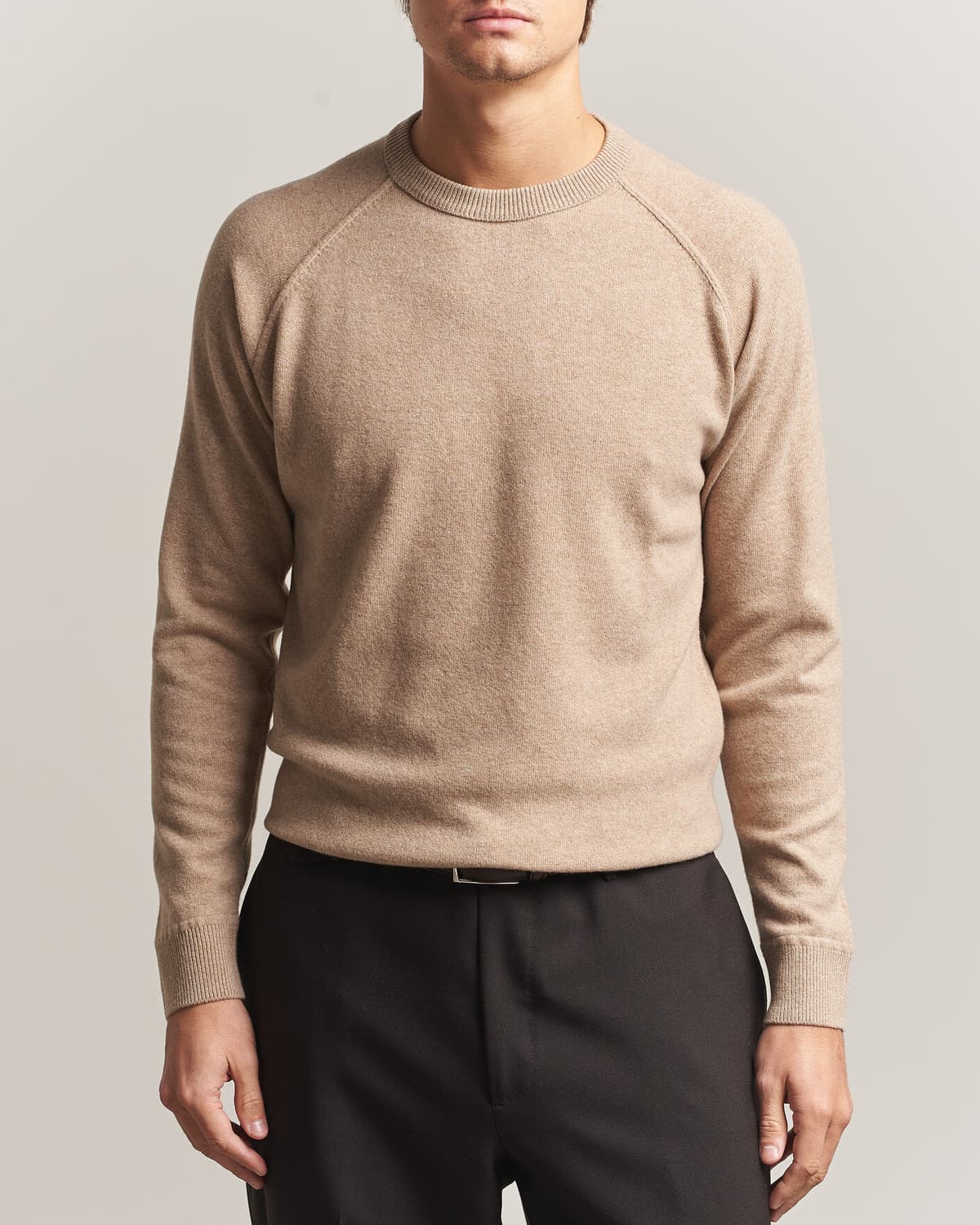 Morgano Wool/Cashmere Raglan Crew Beige men S Beige