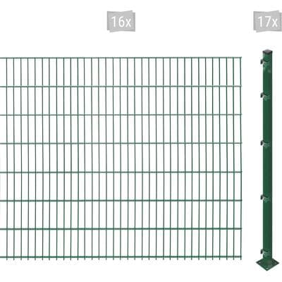 Doppelstabmattenzaun ARVOTEC "ESSENTIAL 143 zum Aufschrauben", grün (dunkelgrün), H:143cm, Kunststoff, Stahl, Zaunelemente, Zaunhöhe 143 cm, Zaunlänge 2 - 60 m
