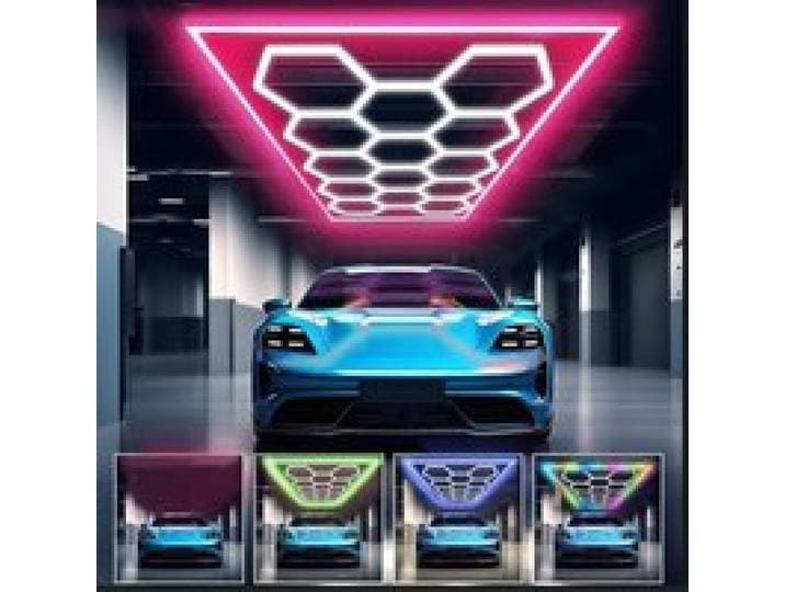 Zeshoekige garageverlichting 14 Hex 6500K superheldere honingraat LED-lampen met rechthoekig frame, IP54 waterdichte zeshoekige plafondverlichting voor autodetailing, 4S werkplaats, sportschool,