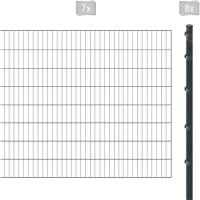 Einstabmattenzaun ARVOTEC "ESSENTIAL 160 zum Aufschrauben", grau (anthrazit), H:160cm, Kunststoff, Stahl, Zaunelemente, Zaunhöhe 160 cm, Zaunlänge 2 - 60 m