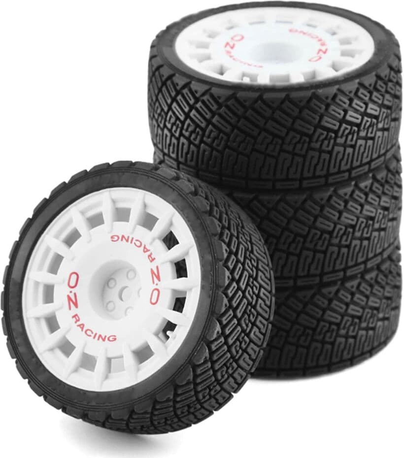 NONE 4pcs 67mm Universal Plastic Wheel Rims with Rubber Tires for 1/10 Scale RC Rally On-Road Racing Compatible with TAMIYA TT02 XV01