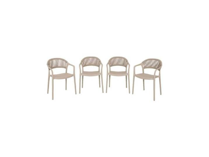 Chaise de jardin empilable avec effet corde beige (lot de 4) - Jovia