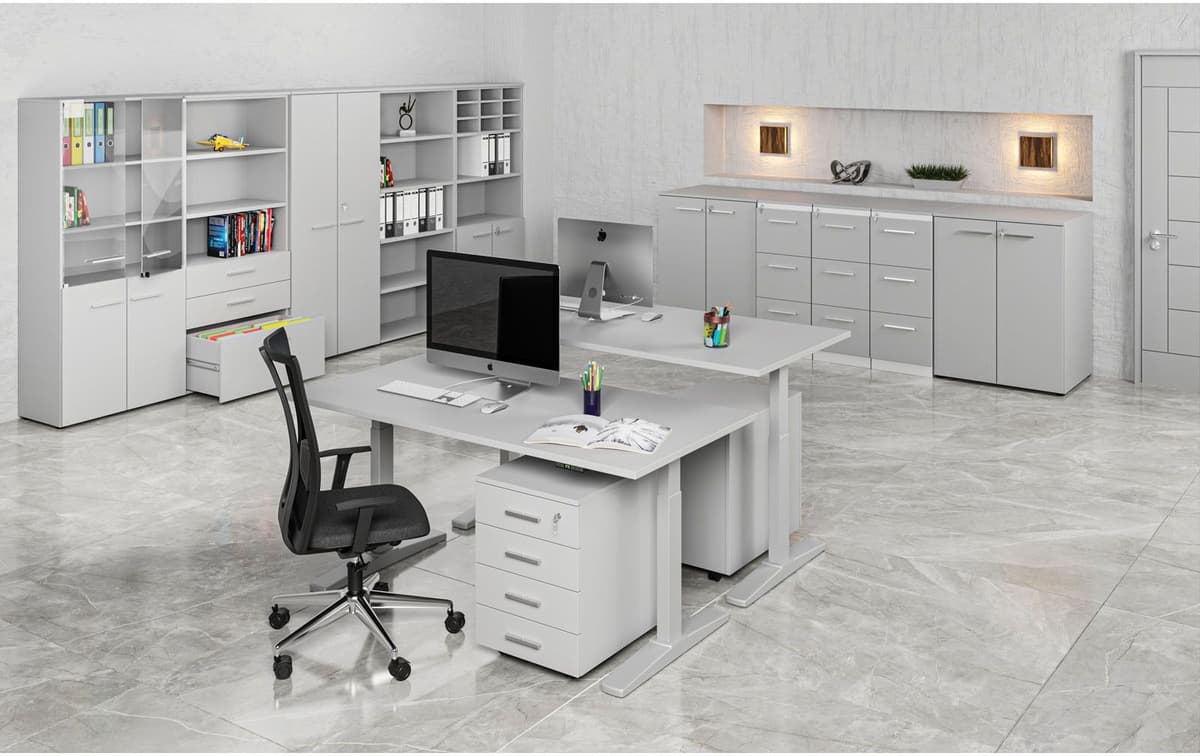 B2B Partner Kancelársky regál PRIMO GRAY, 400 x 420 x 1781 mm, sivá