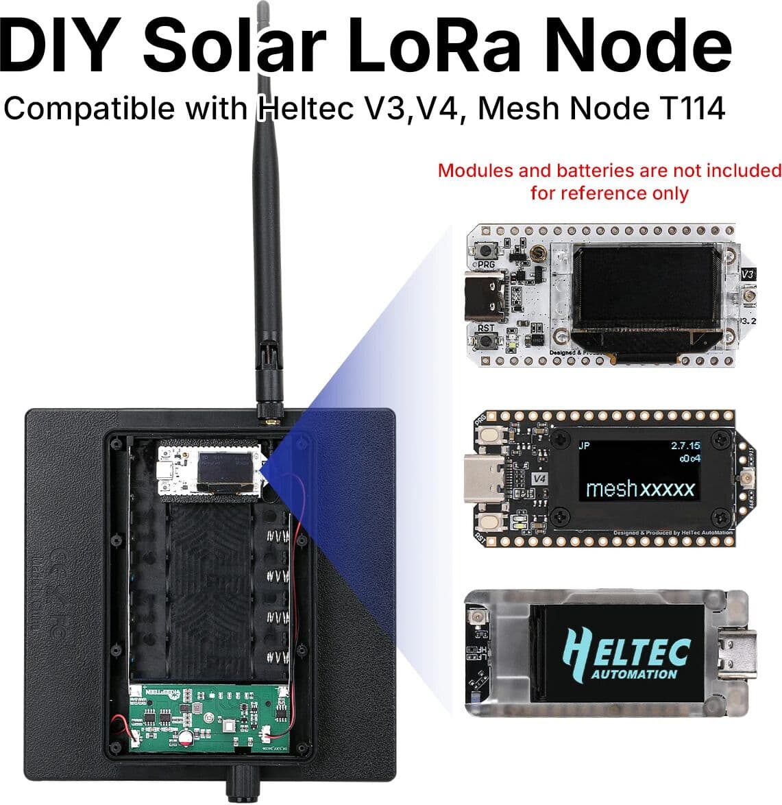 NONE DIY Solar Node 5W Solar Panel With Battery Slot for Heltec LoRaWAN ESP32 V3 V4 T114 LoRa Module Arduino IoT Meshtastic Meshcore