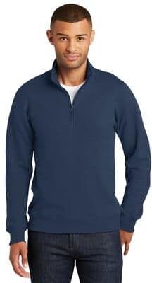 Port & Company PC850Q Fan Favorite Fleece 1/4-Zip Pullover Sweatshirt in Team Navy Blue size 2XL   Cotton/Polyester Blend