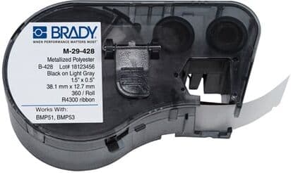 Brady M-29-428 Etiquetas de poliéster metalizado de 38,1 mm x 12,7 mm