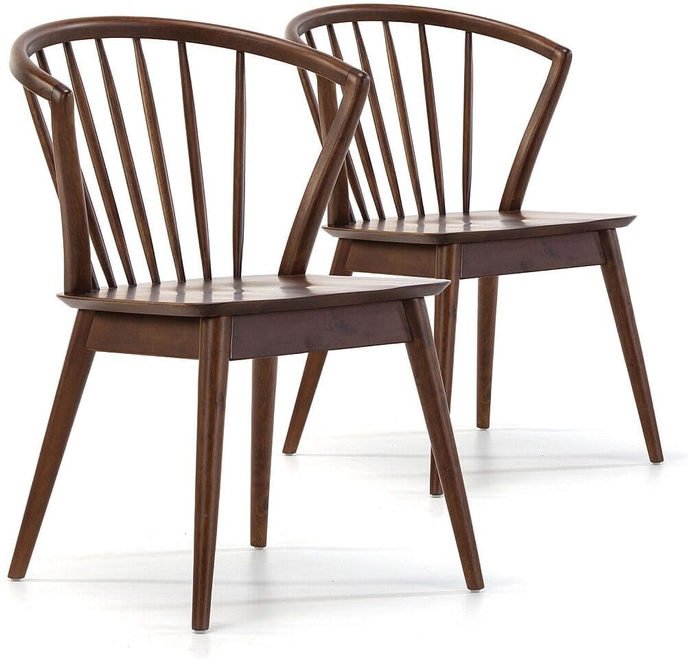 VS Venta-stock Pack 2 sillas Mura Color Nogal, Madera Maciza, 55 x 58,5 x 84 cm