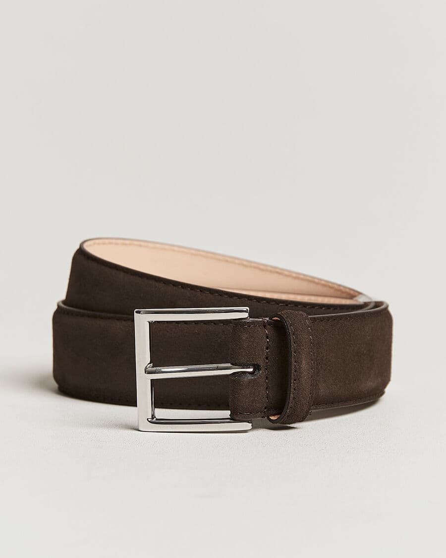 Crockett & Jones Belt 3,2 cm Dark Brown Suede men W36-90cm Brun