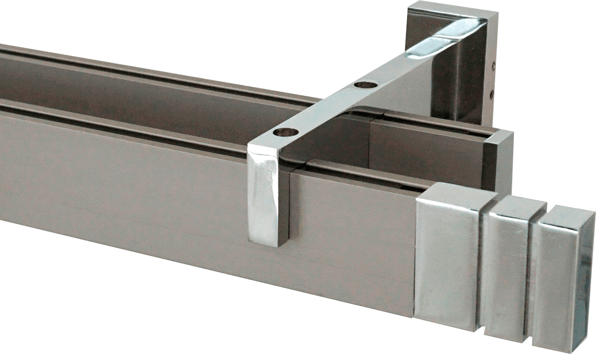Gardinenstange GARESA "FLAT", silber (vernickelt, chromfarben), L:210cm, Aluminium, Gardinenstangen, Gardinenstange, Rechteckprofil, Wandmontage, perfekter Lauf, modern, verlängerbar vernickelt, chromfarben B/L: 210cm, 1 Stk., 2 läufig