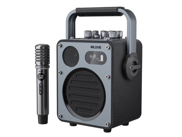 Mlove Rangers D4 Bluetooth karaoke luidsprekersysteem, draagbare zangmachine met draadloze microfoons en hoge geluidskwaliteit voor stemopname