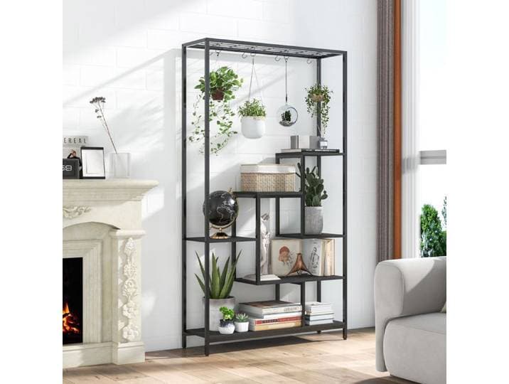 GOPLUS Meuble Support pour plantes d'intérieur à 6 niveaux présentoir pour pots de fleurs 10 crochets de suspension