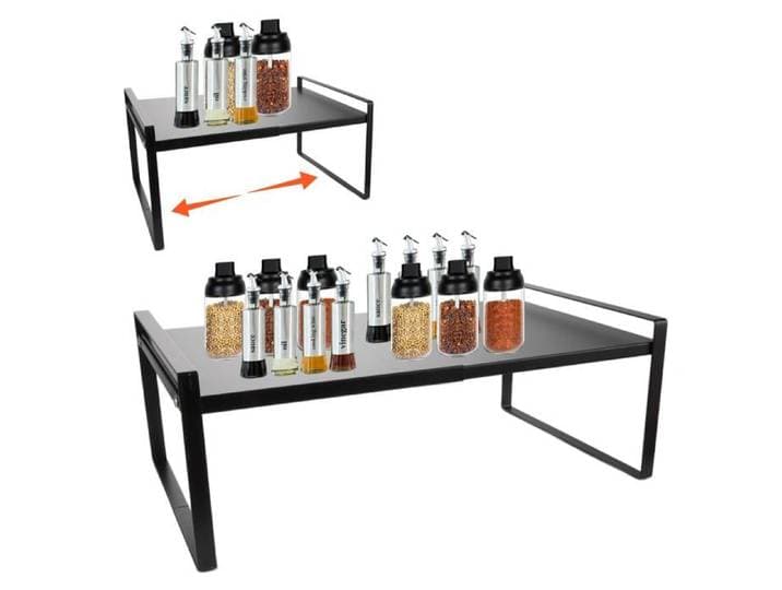 Etagere Cuisine Extensible 35 À 65 Cm - Noir - Étagère Cuisine Plan De Travail - Etagere Cuisine Étagère À Épic DESSERTE DE CUISINE
