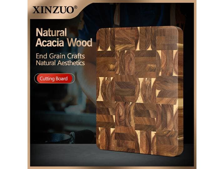 ​ XINZUO Planche à découper en grains d'acacia 33 x 22 cm Conception cousue sans couture Améliorez votre cuisine avec une coupe premium
