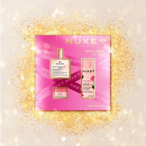 NUXE Coffret Natal Pink Fever Florale   Óleo + Água Micelar + Bálsamo Labial