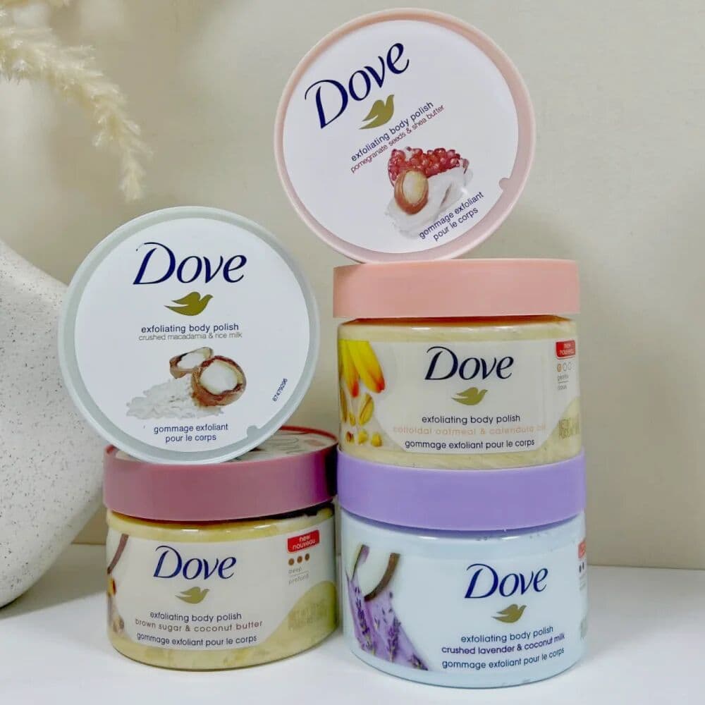 Dove  Exfoliating Body Scrub Moisturizing Nourishing Body Gentle Exfoliator Multi Fragrance Skin Care Macadamia Rice