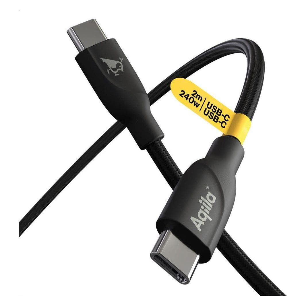 Aqiila Cablebird CB12 - USB-C to USB-C Braided cable, 240W (2m) - Black (2 m, USB 2.0, 240 W) (AQCBPBICB3BD874)