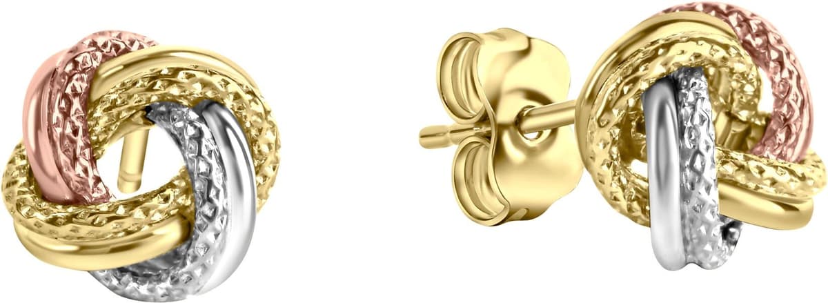 Paar Ohrstecker VIVANCE "585/- Gelbgold tricolor strukturiert", bunt (mehrfarbig), Ohrringe, Damen, one-size, Gold