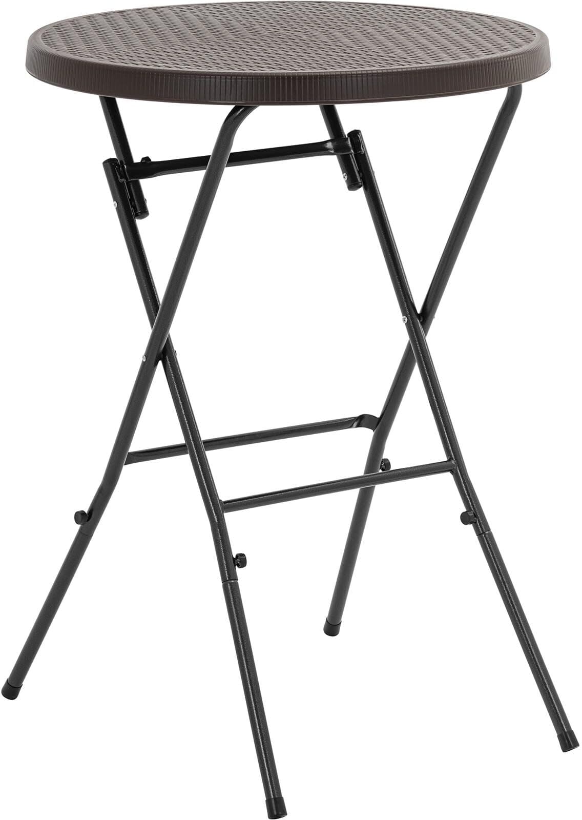 Uniprodo Masă pliantă - oțel / poliratan - 79 x 79 x 110 cm - 75 kg - interior/exterior - negru UNI_GFT_02