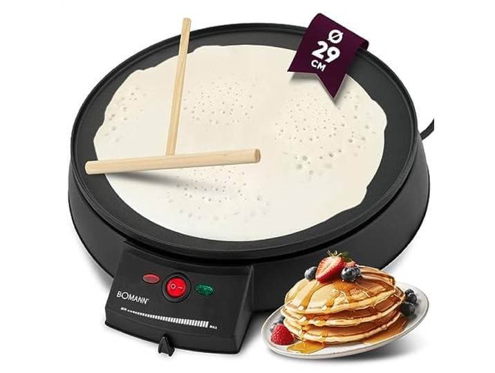 Bomann CM 2221 CB Crêpemaker/traploos regelbare thermostaat/Ø 29 cm/antiaanbaklaag/incl. deegverdeler