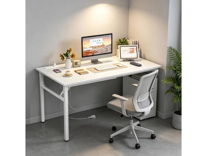 SUPFINE Bureau Pliable Moderne pour Ordinateur Portable Sans Assemblage Table de Travail Ergonomique Gain de Place 100×50×76cm
