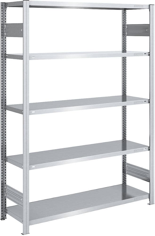 Steckregal, Bauart leicht, doppelseitig, HxBxT 2000 x 1300 x 500 mm, verzinkt, Grundregal eurokraft pro