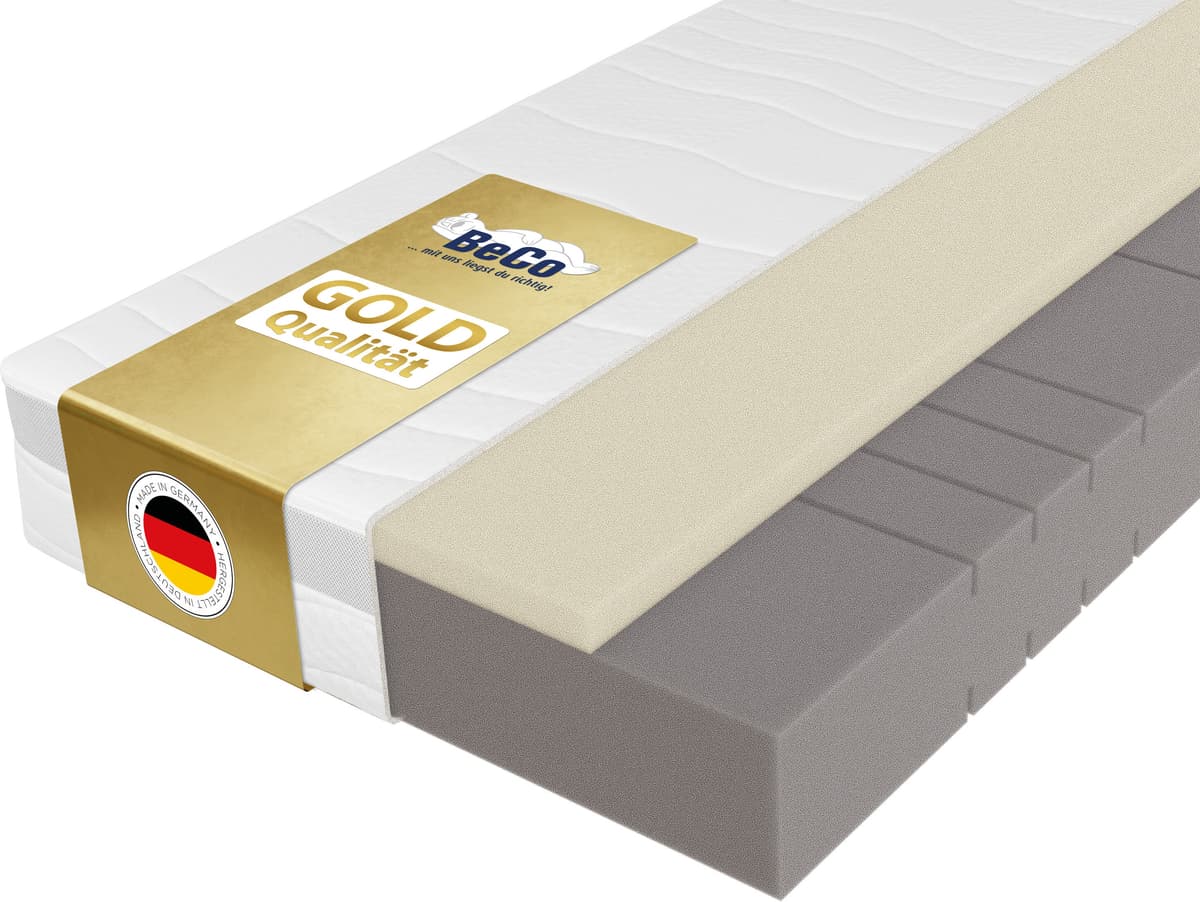 Hybridschaum-Matratze BECO "Feel Like Latex ONE KS - GOLD, Matratze 90x200 cm, 140x200 cm und mehr", weiss (weiß), B:80cm H:21cm L:200cm, Bezug: 100% Polyester. Steppfüllung: 100% Polyester, Matratzen, Hybridschaum-Matratze, Ergonomischer Hybridschaum mit