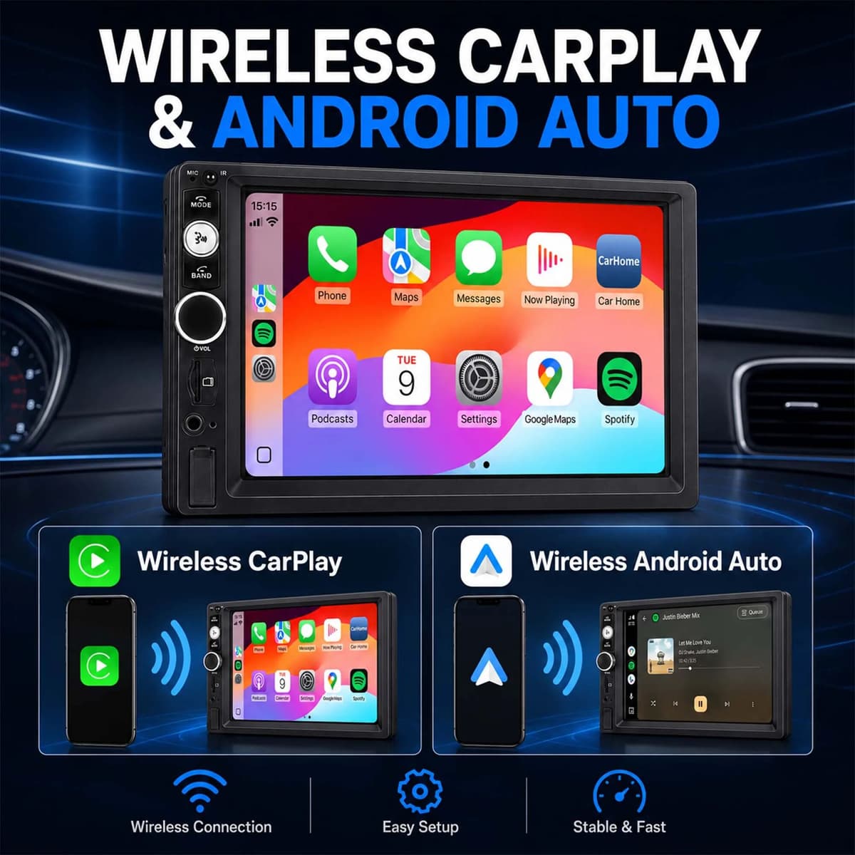 other 7 Inch IPS Touchscreen 1 DIN Car Radio with CarPlay, FM Receiver, Mirror Link, Car Stereo Multimedia Player Universal Head Unit