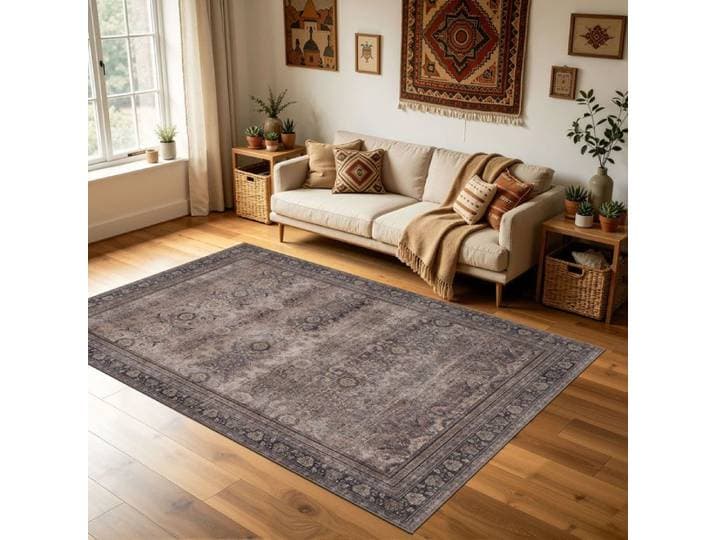 Carpettex Tapis 240x340 cm Marron Vintage Oriental Lavable Antidérapant