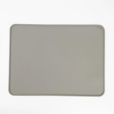Inspired Living PawGuard Silicone Pet Feeding Mat Pet Feeding Mat For Cats & Dogs With Waterproof Raised Edge & Non Slip Design light Gray