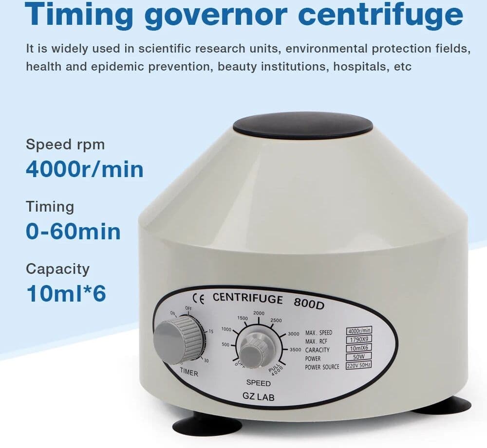 NONE Laboratory Electric Centrifuge 4000rpm 1790xg 6*10ml Plasma Serum PRP PRF Separate Machine AC 220V Timer Low Speed Centrifuge