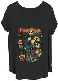 Plus Size Women's Comic Cover V-Neck T-Shirt by Mad Engine in Black (Size 2X (18-20))
